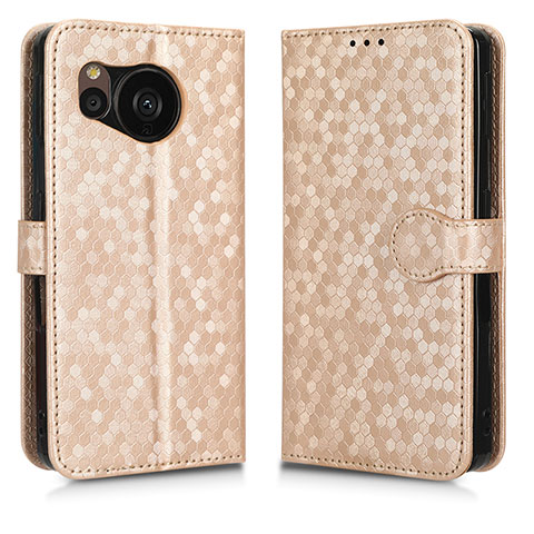 Funda de Cuero Cartera con Soporte Carcasa C04X para Sharp Aquos Sense7 Plus Oro