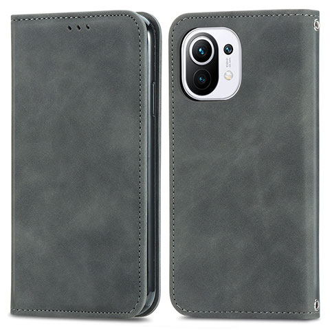 Funda de Cuero Cartera con Soporte Carcasa C05 para Xiaomi Mi 11 Lite 5G NE Gris