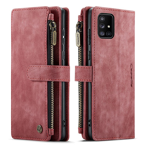 Funda de Cuero Cartera con Soporte Carcasa C05S para Samsung Galaxy A51 5G Rojo