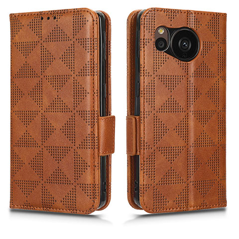 Funda de Cuero Cartera con Soporte Carcasa C05X para Sharp Aquos Sense7 Plus Marron