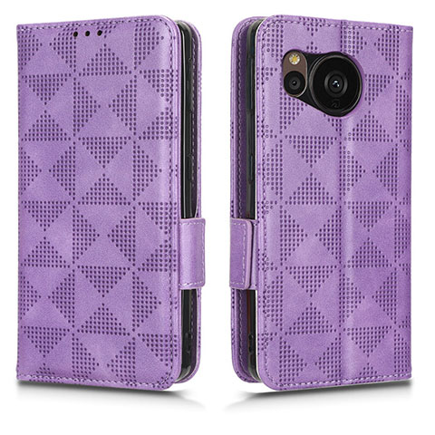 Funda de Cuero Cartera con Soporte Carcasa C05X para Sharp Aquos Sense7 Plus Morado