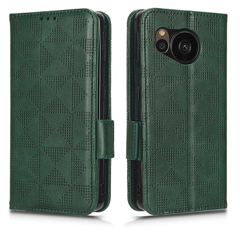 Funda de Cuero Cartera con Soporte Carcasa C05X para Sharp Aquos Sense7 Plus Verde