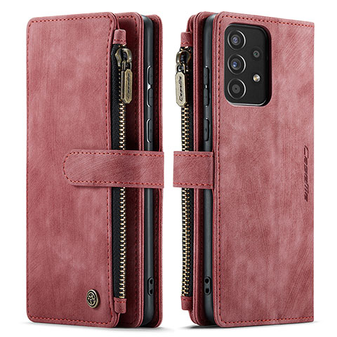 Funda de Cuero Cartera con Soporte Carcasa C06S para Samsung Galaxy A52s 5G Rojo