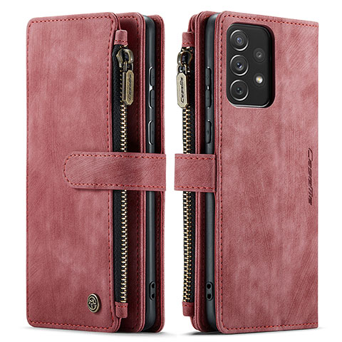 Funda de Cuero Cartera con Soporte Carcasa C06S para Samsung Galaxy A72 4G Rojo