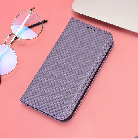 Funda de Cuero Cartera con Soporte Carcasa C06X para Huawei Honor X8 4G Morado