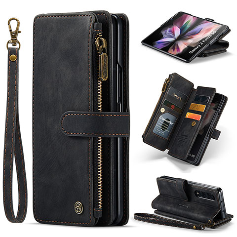 Funda de Cuero Cartera con Soporte Carcasa CS1 para Samsung Galaxy Z Fold4 5G Negro