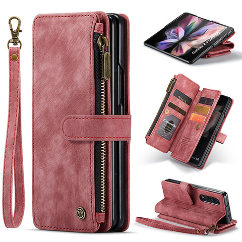 Funda de Cuero Cartera con Soporte Carcasa CS1 para Samsung Galaxy Z Fold4 5G Rojo