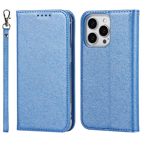 Funda de Cuero Cartera con Soporte Carcasa D01T para Apple iPhone 13 Pro Azul