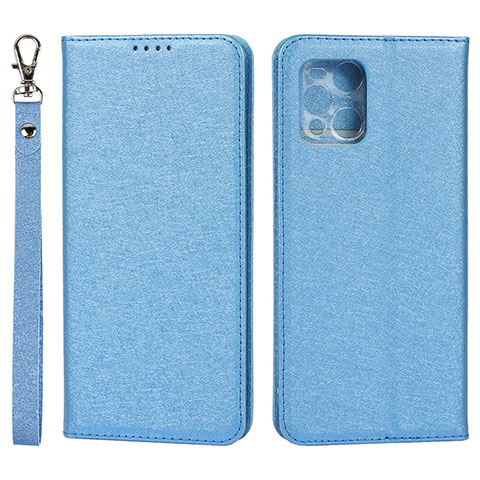 Funda de Cuero Cartera con Soporte Carcasa D01T para Oppo Find X3 5G Azul