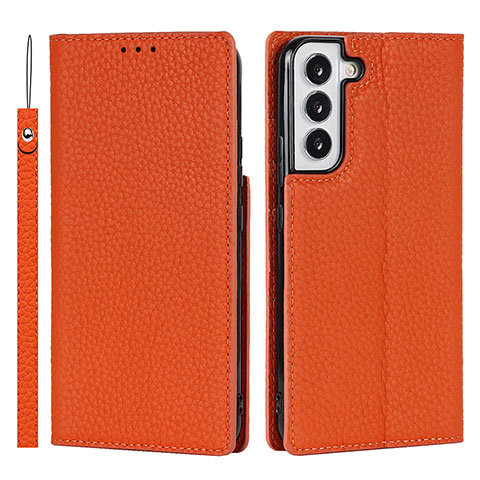 Funda de Cuero Cartera con Soporte Carcasa D01T para Samsung Galaxy S21 5G Naranja