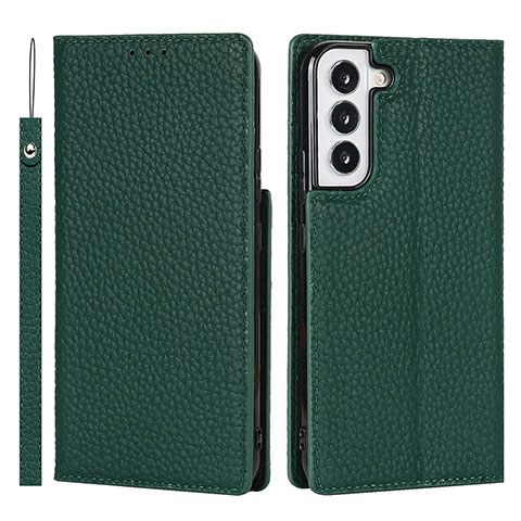 Funda de Cuero Cartera con Soporte Carcasa D01T para Samsung Galaxy S21 5G Verde