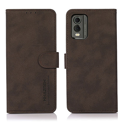 Funda de Cuero Cartera con Soporte Carcasa D01Y para Nokia C210 Marron