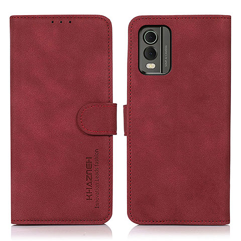 Funda de Cuero Cartera con Soporte Carcasa D01Y para Nokia C210 Rojo