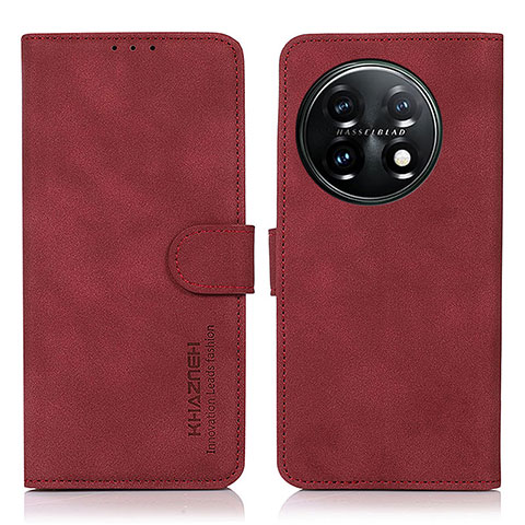 Funda de Cuero Cartera con Soporte Carcasa D01Y para OnePlus 11 5G Rojo