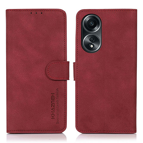 Funda de Cuero Cartera con Soporte Carcasa D01Y para Oppo A18 Rojo