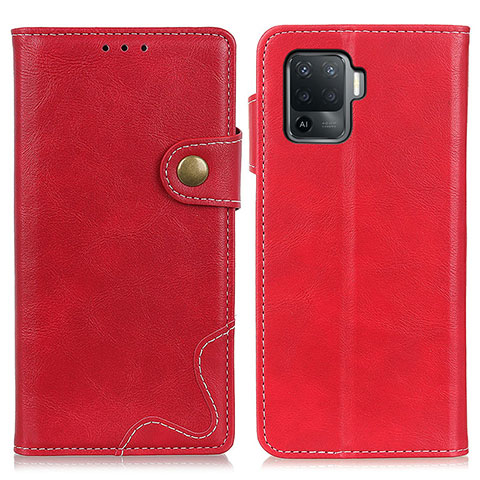 Funda de Cuero Cartera con Soporte Carcasa D01Y para Oppo Reno5 F Rojo