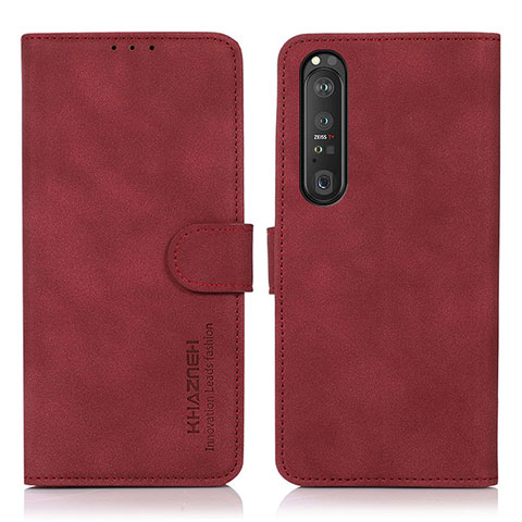 Funda de Cuero Cartera con Soporte Carcasa D01Y para Sony Xperia 1 III Rojo