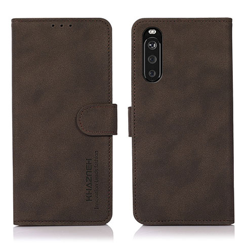 Funda de Cuero Cartera con Soporte Carcasa D01Y para Sony Xperia 10 III SOG04 Marron