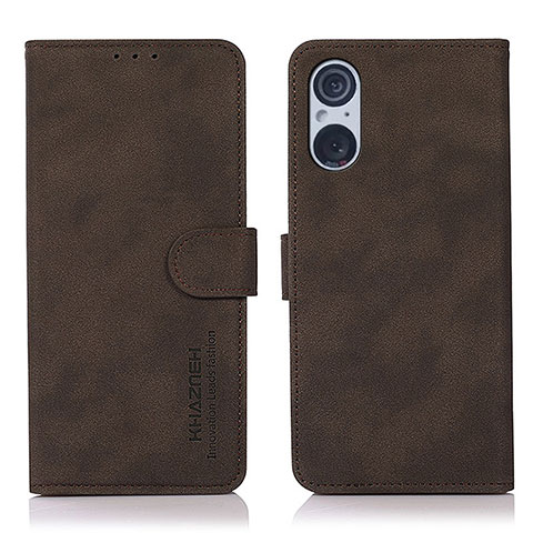 Funda de Cuero Cartera con Soporte Carcasa D01Y para Sony Xperia 5 V Marron