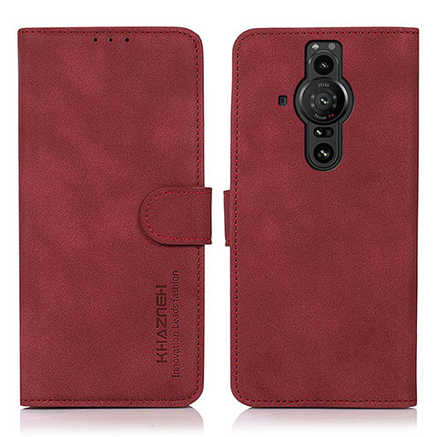 Funda de Cuero Cartera con Soporte Carcasa D01Y para Sony Xperia PRO-I Rojo