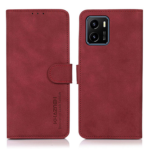 Funda de Cuero Cartera con Soporte Carcasa D01Y para Vivo iQOO U5x Rojo