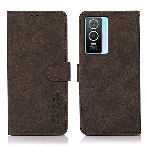 Funda de Cuero Cartera con Soporte Carcasa D01Y para Vivo Y76s 5G Marron