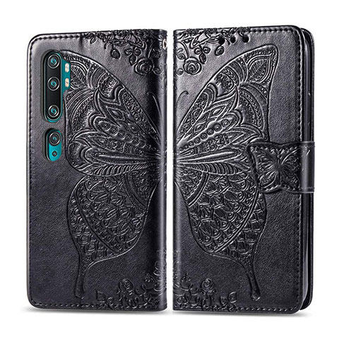 Funda de Cuero Cartera con Soporte Carcasa D02 para Xiaomi Mi Note 10 Pro Negro