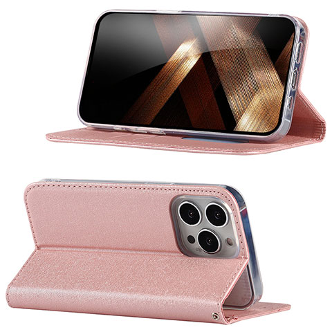 Funda de Cuero Cartera con Soporte Carcasa D02T para Apple iPhone 13 Pro Max Rosa