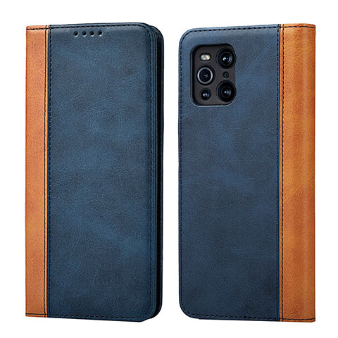 Funda de Cuero Cartera con Soporte Carcasa D02T para Oppo Find X3 Pro 5G Azul