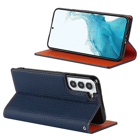 Funda de Cuero Cartera con Soporte Carcasa D02T para Samsung Galaxy S21 FE 5G Azul