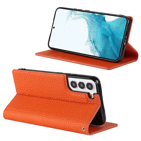 Funda de Cuero Cartera con Soporte Carcasa D02T para Samsung Galaxy S21 Plus 5G Naranja