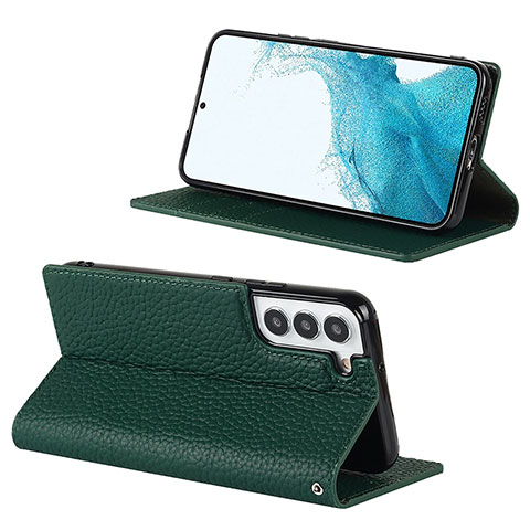 Funda de Cuero Cartera con Soporte Carcasa D02T para Samsung Galaxy S22 5G Verde