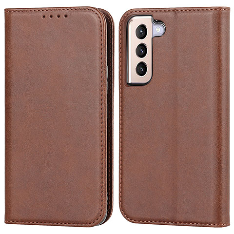 Funda de Cuero Cartera con Soporte Carcasa D03T para Samsung Galaxy S21 5G Marron