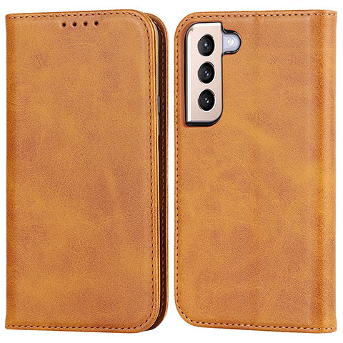 Funda de Cuero Cartera con Soporte Carcasa D03T para Samsung Galaxy S21 FE 5G Marron Claro