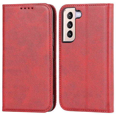 Funda de Cuero Cartera con Soporte Carcasa D03T para Samsung Galaxy S21 FE 5G Rojo