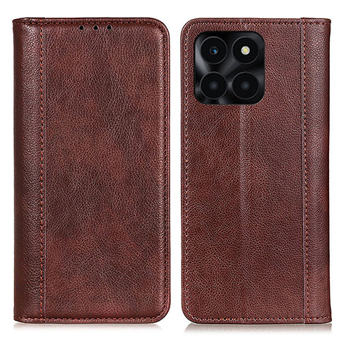 Funda de Cuero Cartera con Soporte Carcasa D03Y para Huawei Honor X6a Marron