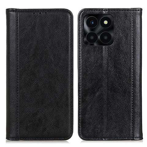 Funda de Cuero Cartera con Soporte Carcasa D03Y para Huawei Honor X6a Negro