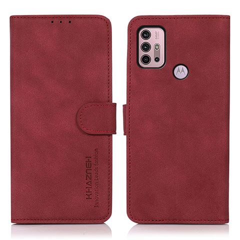 Funda de Cuero Cartera con Soporte Carcasa D03Y para Motorola Moto G10 Power Rojo