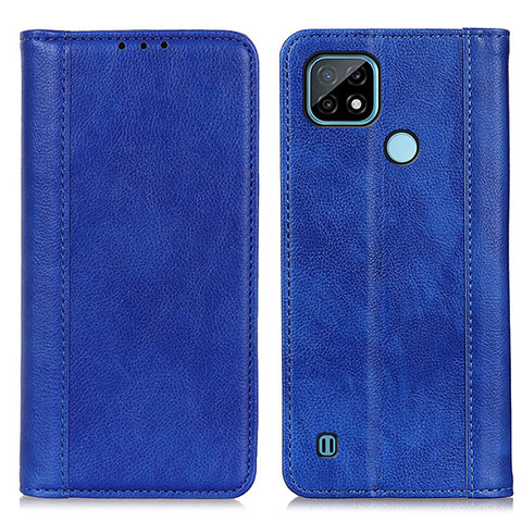 Funda de Cuero Cartera con Soporte Carcasa D03Y para Realme C21 Azul