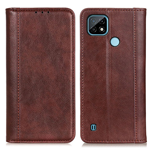 Funda de Cuero Cartera con Soporte Carcasa D03Y para Realme C21 Marron