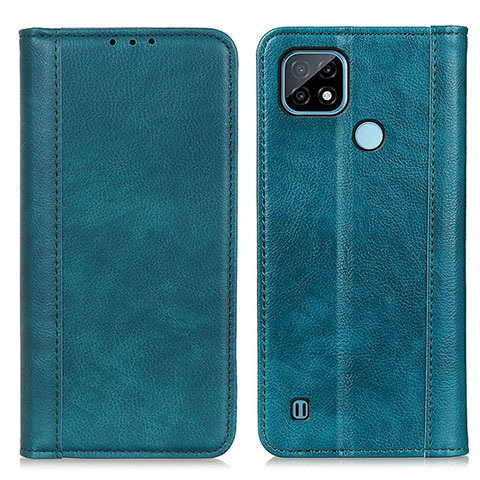 Funda de Cuero Cartera con Soporte Carcasa D03Y para Realme C21 Verde