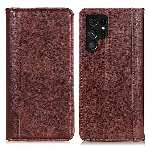 Funda de Cuero Cartera con Soporte Carcasa D03Y para Samsung Galaxy S21 Ultra 5G Marron