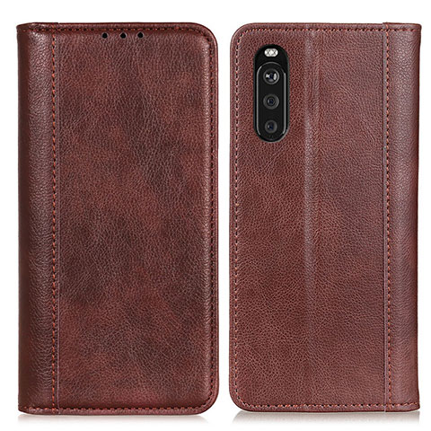 Funda de Cuero Cartera con Soporte Carcasa D03Y para Sony Xperia 10 III SOG04 Marron