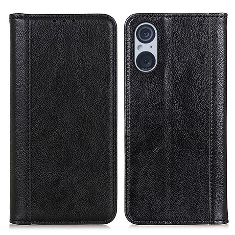 Funda de Cuero Cartera con Soporte Carcasa D03Y para Sony Xperia 5 V Negro