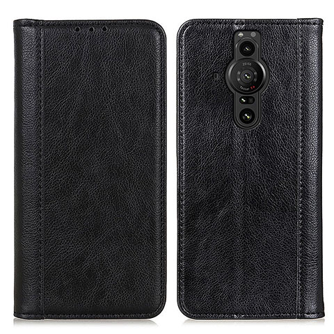 Funda de Cuero Cartera con Soporte Carcasa D03Y para Sony Xperia PRO-I Negro