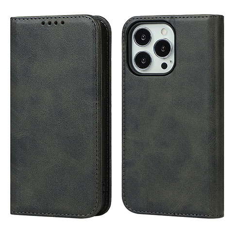 Funda de Cuero Cartera con Soporte Carcasa D04T para Apple iPhone 13 Pro Negro