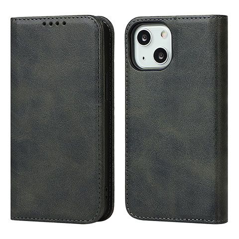 Funda de Cuero Cartera con Soporte Carcasa D04T para Apple iPhone 14 Plus Negro