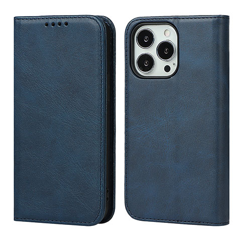 Funda de Cuero Cartera con Soporte Carcasa D04T para Apple iPhone 14 Pro Azul