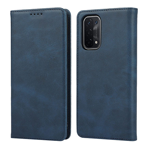 Funda de Cuero Cartera con Soporte Carcasa D04T para Oppo A74 5G Azul