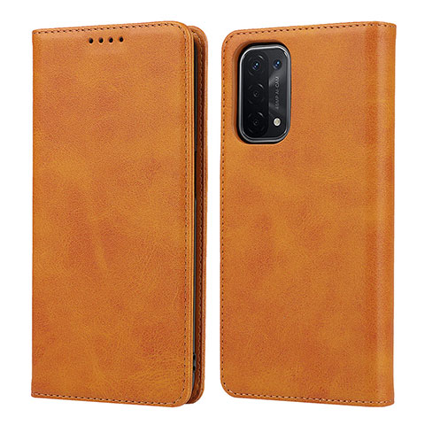 Funda de Cuero Cartera con Soporte Carcasa D04T para Oppo A74 5G Marron Claro